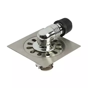 Трап zein engr, 100100 мм, вертикальный, с трубой для стирал машины, нерж. сталь, хром