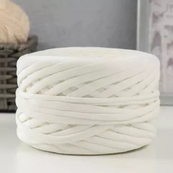 Трикотажная пряжа, ширина 7-9 мм, 100м/295 гр±10% (01 - ваниль)