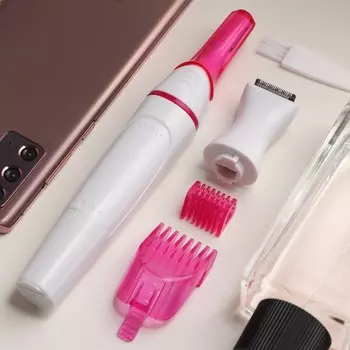 Триммер luazon lep-08, для тела/лица, 2 насадки, 1хaa (не в комплекте), бело-розовый