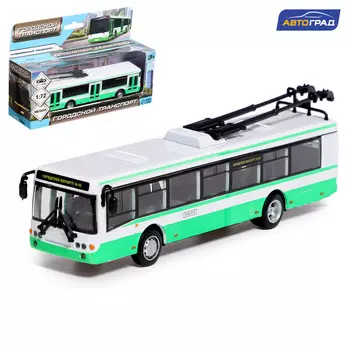 Троллейбус металлический, 1:72, инерционный, цвет зеленый