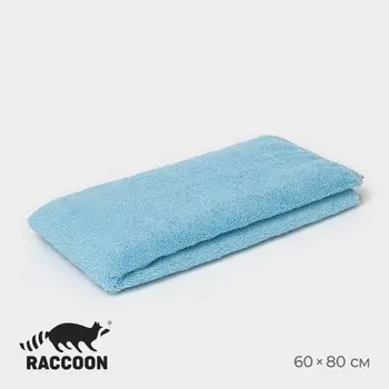 Тряпка для пола raccoon, 250 г/м, 6080 см, микрофибра, с оверлоком, 1 шт, голубая
