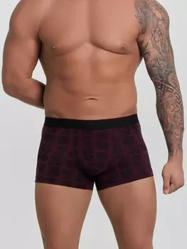 Трусы боксеры мужские бордовые с принтом