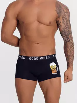 Трусы боксеры мужские черные с принтом
