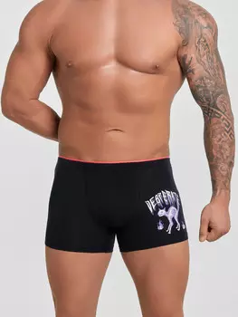 Трусы боксеры мужские черные с принтом