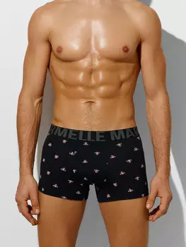 Трусы боксеры мужские черные с принтом