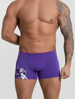 Трусы боксеры мужские фиолетовые с принтом