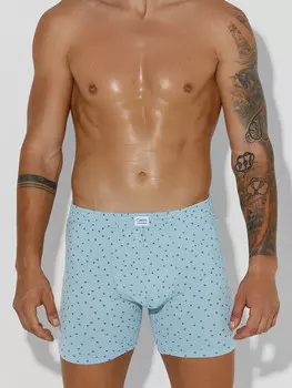 Трусы боксеры мужские голубые с принтом