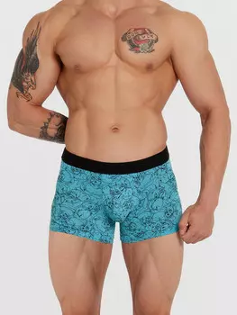 Трусы боксеры мужские голубые с принтом аниме