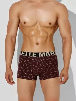 Трусы боксеры мужские коричневые с принтом