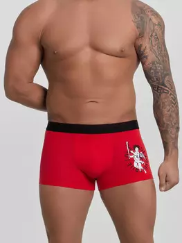 Трусы боксеры мужские красные с принтом