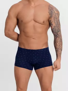 Трусы боксеры мужские синие с принтом