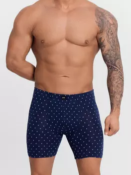 Трусы боксеры мужские синие с принтом