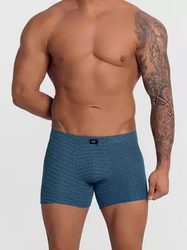 Трусы боксеры мужские синие с принтом