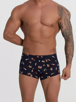 Трусы боксеры мужские синие с принтом