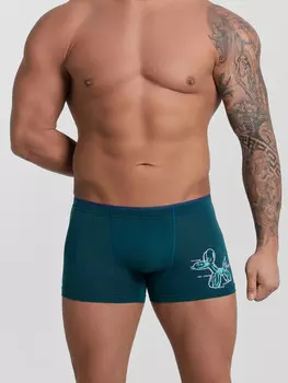 Трусы боксеры мужские синие с принтом