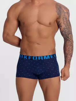 Трусы боксеры мужские синие с принтом