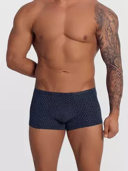 Трусы боксеры мужские синие с принтом