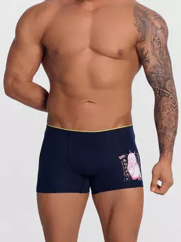 Трусы боксеры мужские синие с принтом