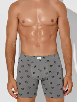 Трусы боксеры мужские удлиненные зеленые с принтом