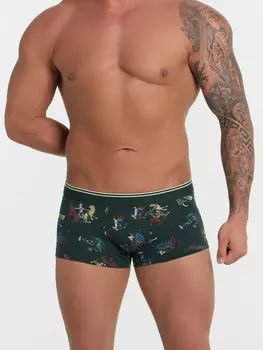 Трусы боксеры мужские зеленые с принтом
