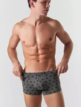 Трусы боксеры серые с принтом