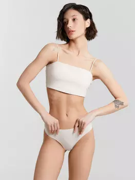 Трусы бразилиана белые с кружевом