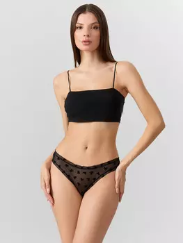 Трусы бразилиана женские черные из сеточки