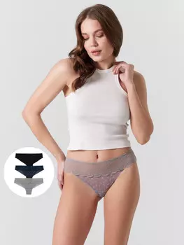 Трусы бразилиана женские в наборе, 3 шт