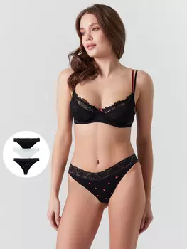 Трусы бразилиана женские в наборе, 3 шт