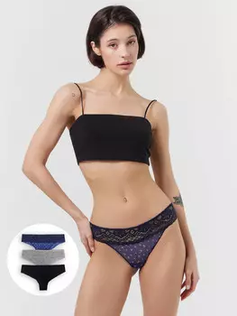 Трусы бразилиана женские в наборе, 3 шт
