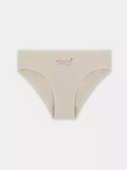 Трусы для девочек бежевые с надписью