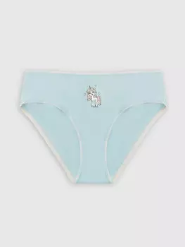 Трусы для девочек голубые с принтом