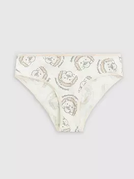 Трусы для девочек кремовые с принтом