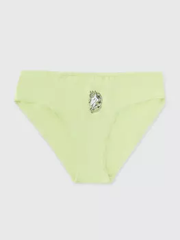 Трусы для девочек лаймово-зеленые с печатью