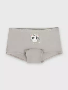 Трусы для девочек серые с принтом