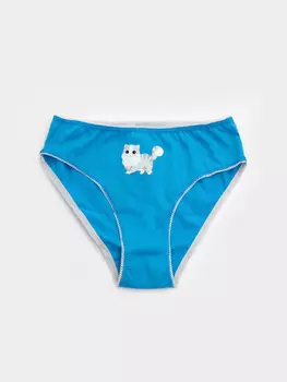 Трусы для девочек синие с печатью