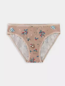 Трусы для девочек слипы бежевые с веточками