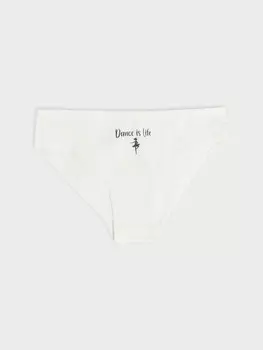 Трусы для девочек слипы молочно-бежевые с печатью