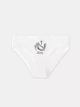 Трусы для девочек в белом оттенке с печатью