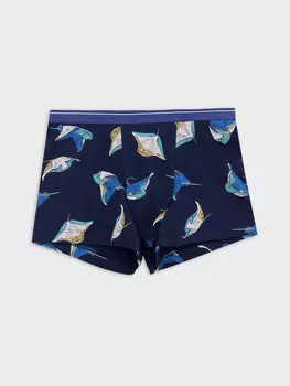 Трусы для мальчиков боксеры синие со скатами