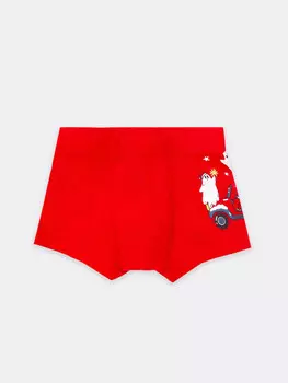 Трусы для мальчиков боксеры красные с печатью