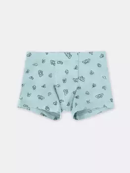 Трусы для мальчиков боксеры серо-зеленые с принтом