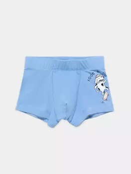 Трусы для мальчиков боксеры светло-синие с печатью