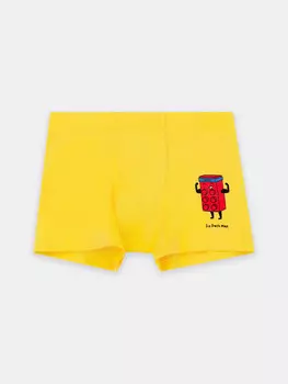 Трусы для мальчиков боксеры в желтом цвете с печатью