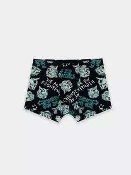 Трусы для мальчиков черные с принтом