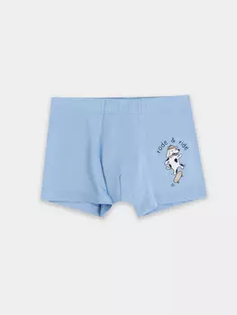 Трусы для мальчиков голубые с принтом и надписью