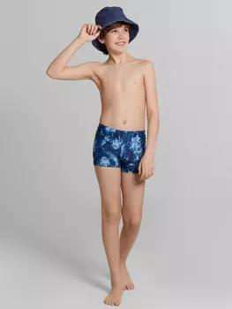 Трусы купальные для мальчиков синие с принтом