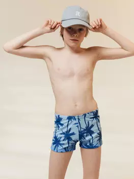 Трусы купальные для мальчиков голубые с принтом