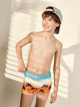 Трусы купальные для мальчиков с тропическим принтом