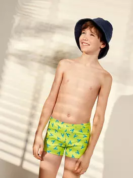 Трусы купальные для мальчиков салатовые с принтом